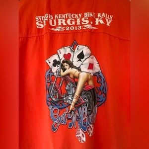 Biker Design Sturgis Kentucky Rally 2013 Get N’ Lucky Denim Cotton Cutoff. 5XL.